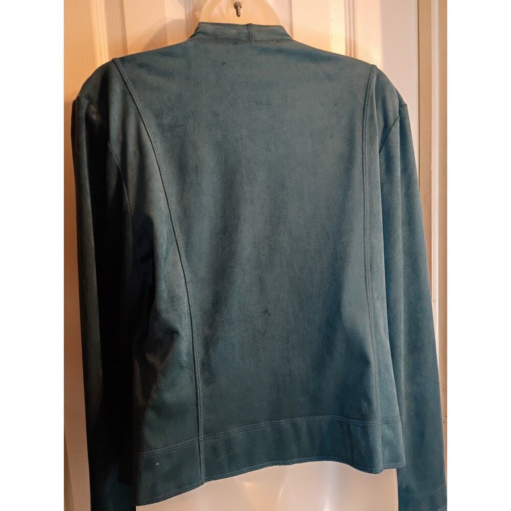 Joseph Ribkoff Cardigan Teal Green Sz 14 No Fabric Tag Feels Like Soft Suede... - Picture 6 of 7